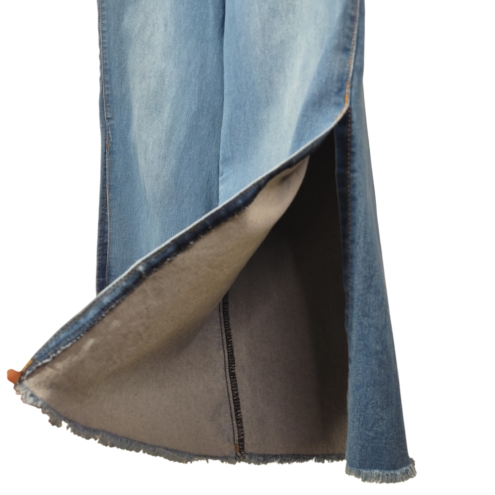 Machine Pour Neuf Mode Wide Leg Jeans Blue Denim Side Slit Raw Hem Size 10/12 - Picture 5 of 12